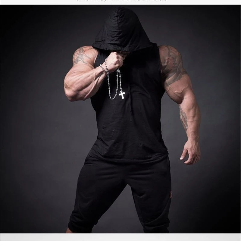 SKULL SIDE LOGO SLEEVELESS HOODIE – Apex Forge Minimal Muscle Tank Hoodie