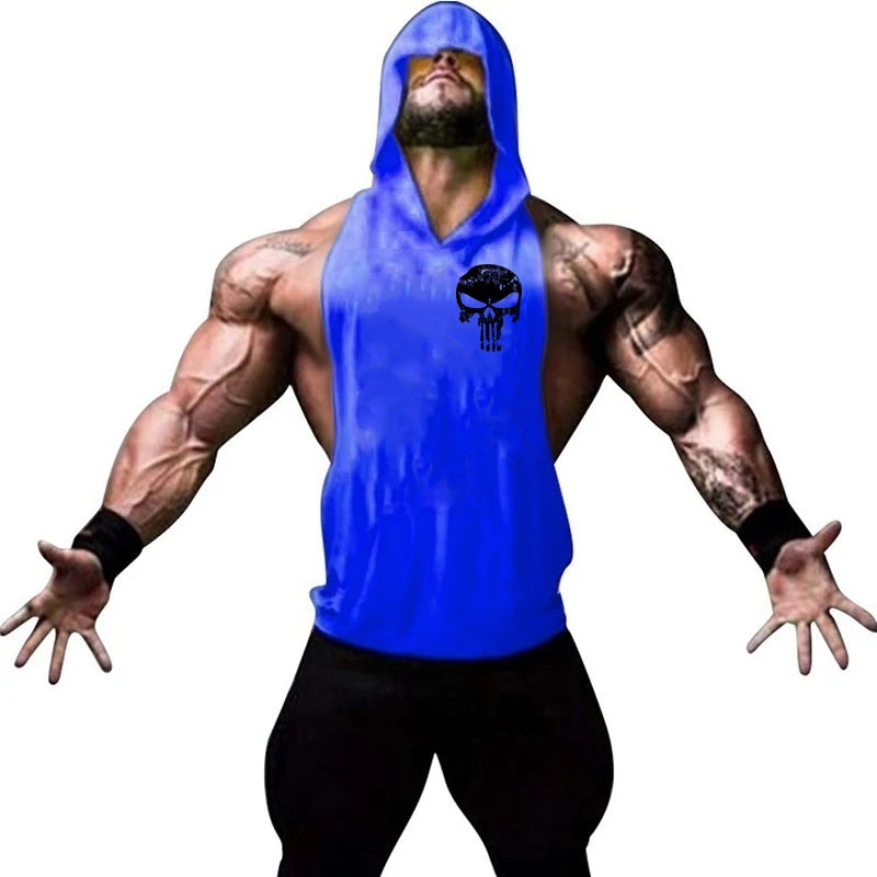 SKULL SIDE LOGO SLEEVELESS HOODIE – Apex Forge Minimal Muscle Tank Hoodie