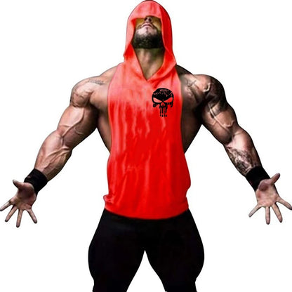 SKULL SIDE LOGO SLEEVELESS HOODIE – Apex Forge Minimal Muscle Tank Hoodie