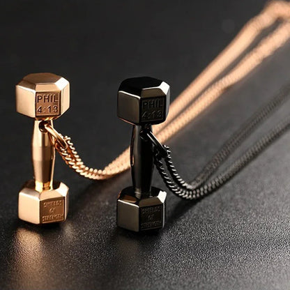 PHIL 4:13 – Apex Forge Dumbbell Strength Necklace
