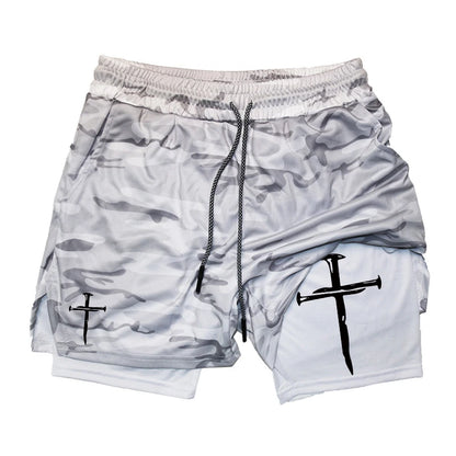 2-in-1 Cross Graphic Performance Shorts by Apex Forge – Built in the Fire