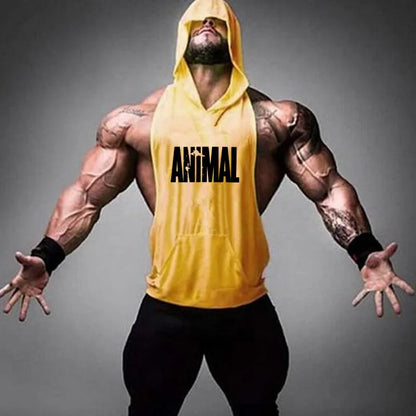 WILD INSTINCT – Apex Forge Animal Print Sleeveless Hoodie