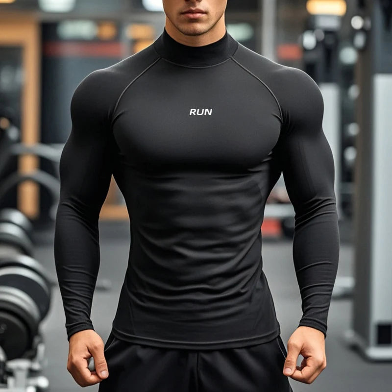 MEN'S PERFORMANCE TURTLENECK – Apex Forge Quick-Dry Compression Long Sleeve Tee