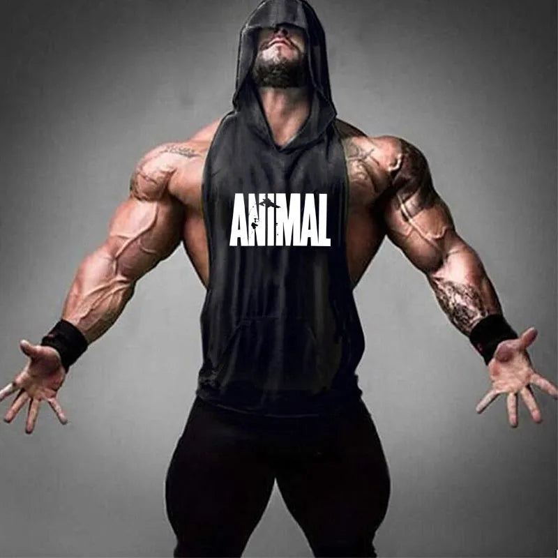 WILD INSTINCT – Apex Forge Animal Print Sleeveless Hoodie