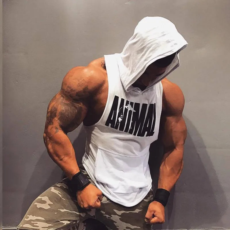 WILD INSTINCT – Apex Forge Animal Print Sleeveless Hoodie