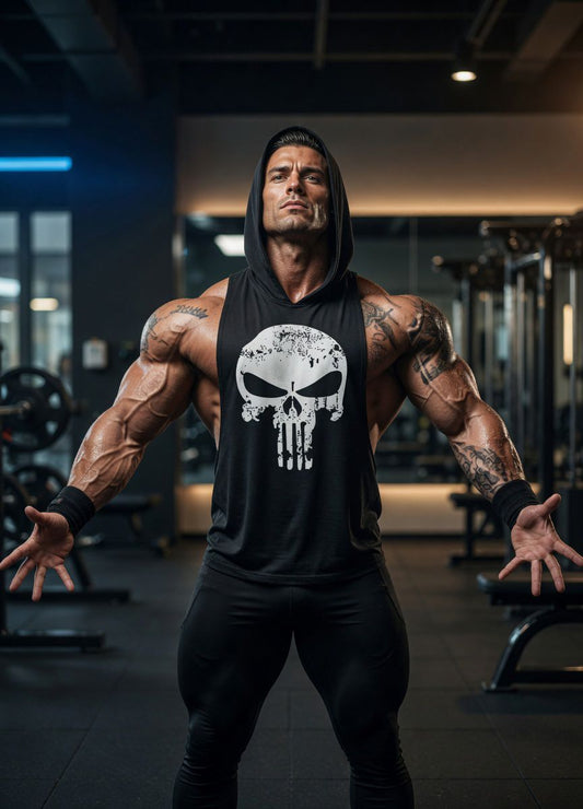 DEATH SKULL HOODIE – Apex Forge Sleeveless Muscle Hooded Tank